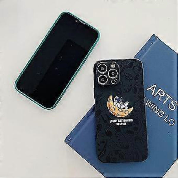 Kompatibel med iPhone 11 Pro Max Astronaut Fodral Kvinnor Flickor Enfärgad Sött Fodral Kameralins Fullständigt Skydd Mjukt Silikon Skyddsfodral för iPhon