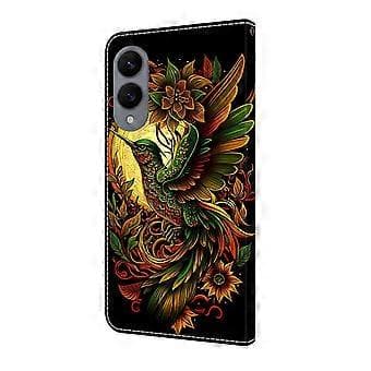 För Samsung Galaxy S25 Edge Läderfodral Mönstertryck Plånboksställ Flip Telefonfodral Lark