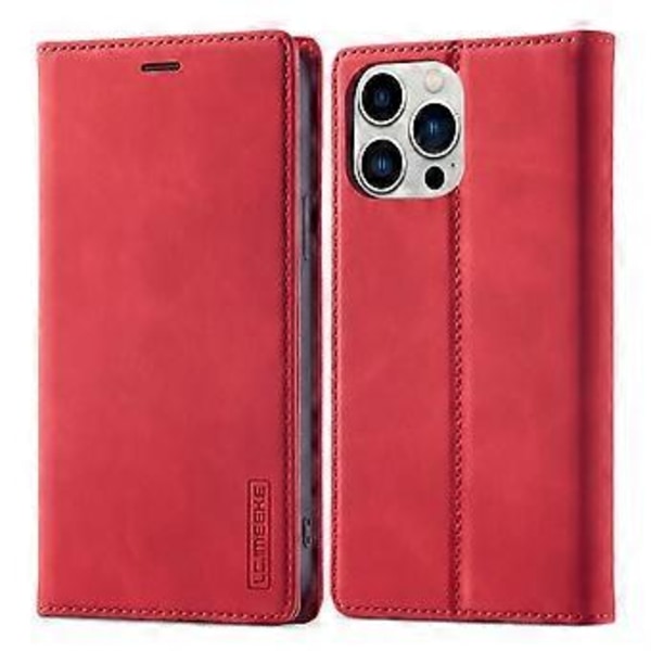 LC.IMEEKE Magnetiskt PU + TPU-fodral för iPhone 13 Pro Red
