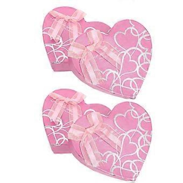 4 stk. Valentinsdag Hjerteformede Chokoladeæsker Kreative Gaveæsker Pink