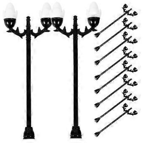 12 stk. Miniatyr Gatelampe Modell DIY Mikrolandskap Veilampe Modell Sandbordlampe Modell 0.9X2.9X7.4CM