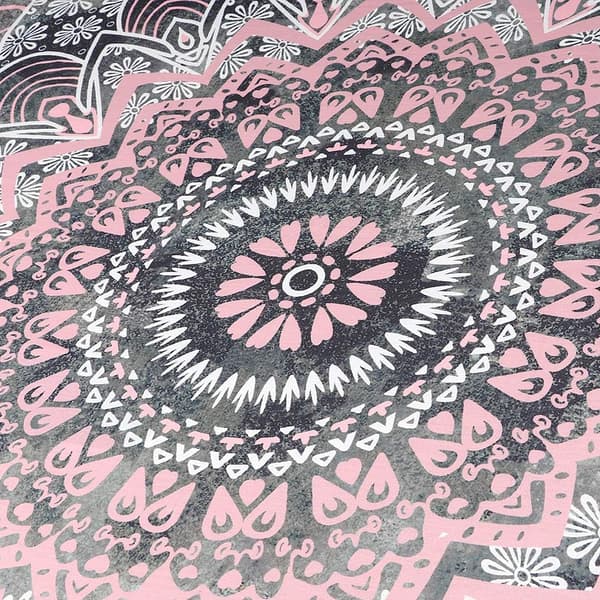 1 st Mandala väggbonad grå och rosa blomma väggdekoration Indien
