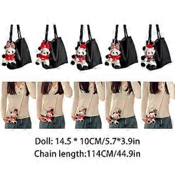 Panda Nyckelring Charmig Luddig Hänge Söt Väskberlock Mjuk Panda Telefonprydnader Plyschmaterial för Handväska och Plånböcker tröja rosett sweater bow