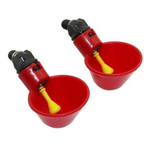 Liten röd skål (10-pack), automatisk fjäderfävattendispenser Porta