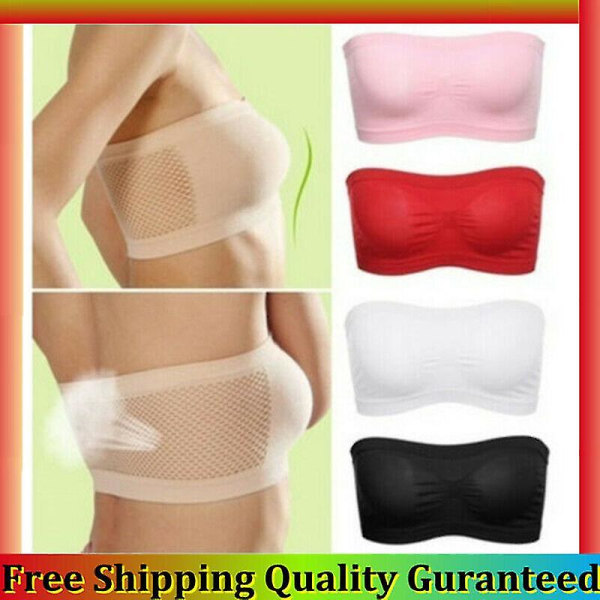 Women Sexy Strapless Crop Top Bra Strapless Breathable Stretch Layer Seamless Top Bra Band New.Skin.