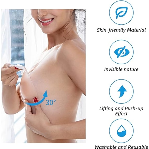 L Strapless Adhesive BH Nippeldeksel Gjenbrukbar Push up BH Invis