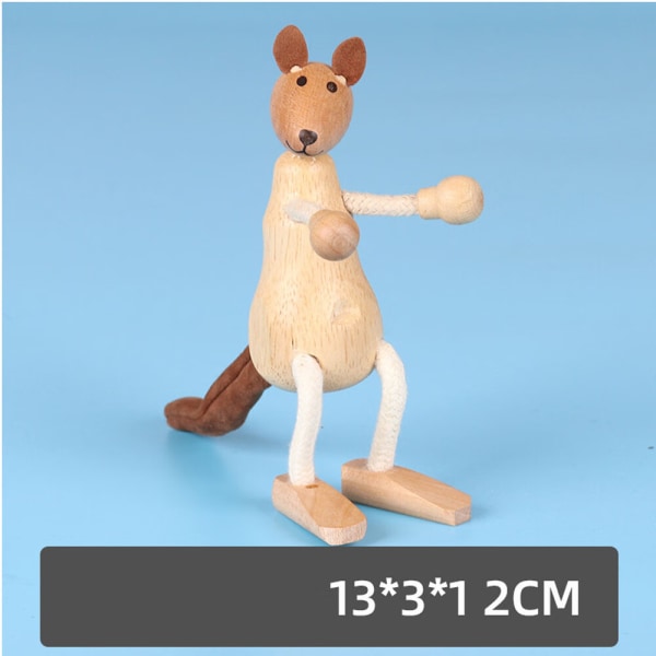 1-osainen (kenguru) puinen maatalouseläinlelu - puinen eläinfiguri