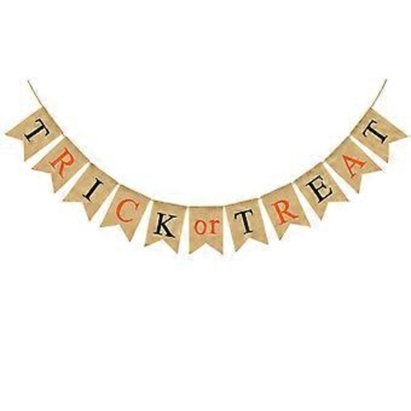 TRICK OR TREAT Bogstavtryk Garland Halloween Dekoration Festartikler Elegant Vimpel Linned Svalehale Banner Vægdekoration