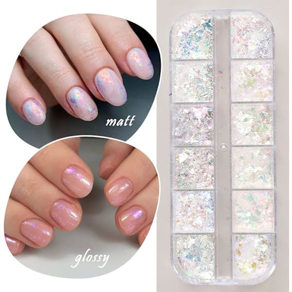 12 färger glitter nagelflingor holografisk nagelkonst dekoration
