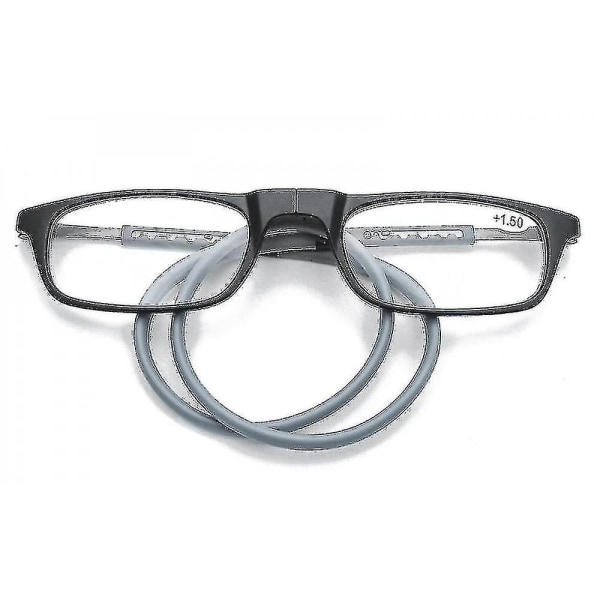 Læsebriller af høj kvalitet Tr Magnetisk Absorption Hængende Hals Funky Læserbriller.3.25 Forstørrelse.Grå