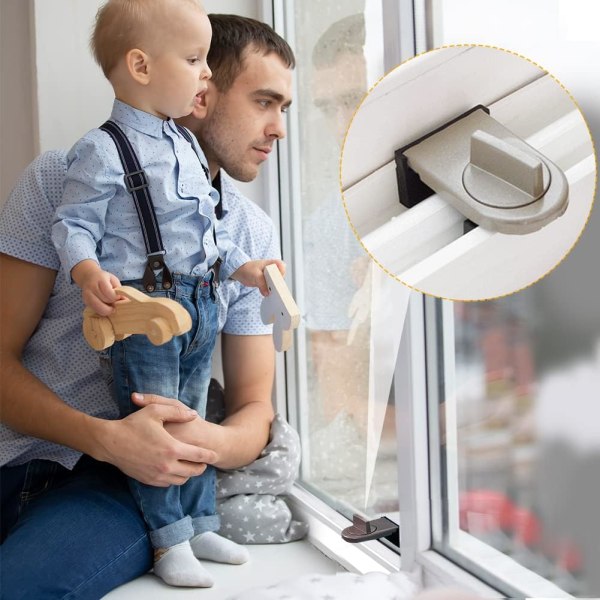Baby Security Stöldskyddsskjutdörr och fönsterstoppare Grå (