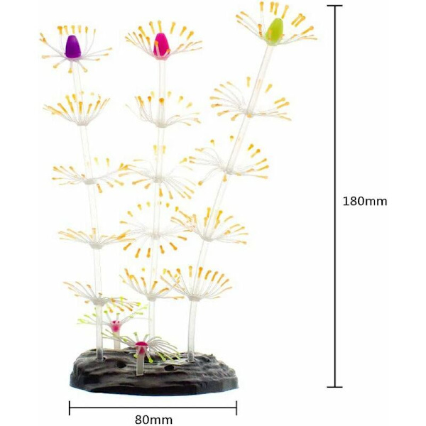 Remsa korallväxt prydnad lysande effekt artificiell silikon dekoration för fisk tank, akvarium landskap - rosa