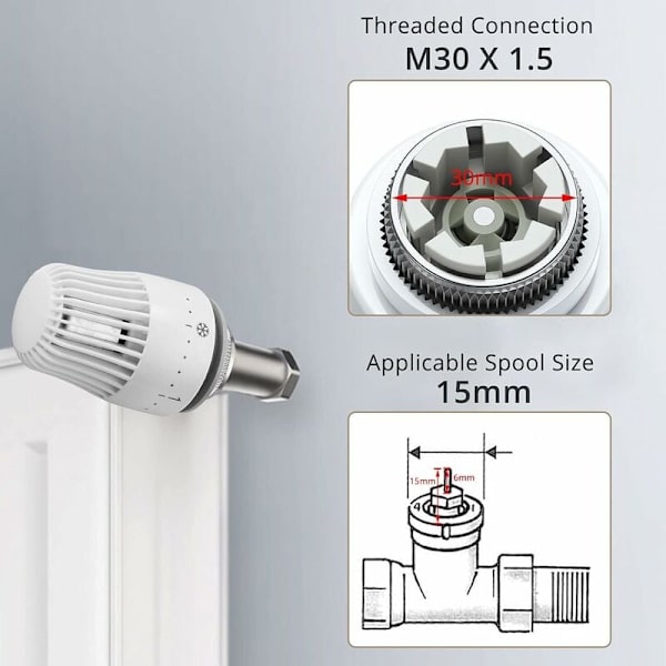 3 st termostathuvud M30 x 1,5 ersättningshuvud