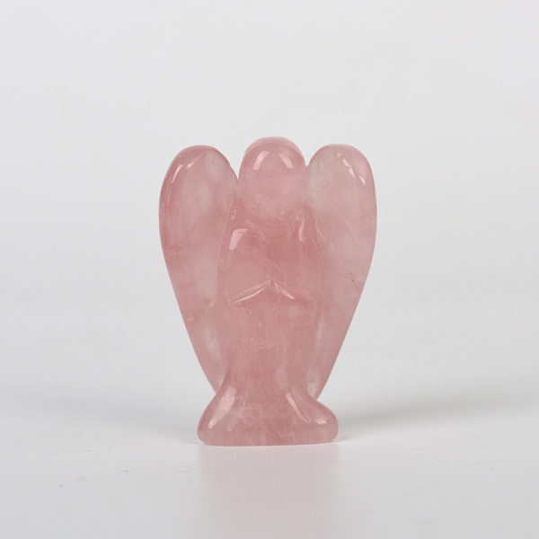 Kaiverrettu Rose Quartz Obsidian -kivi enkelin taskuun, 1,5 tuumaa