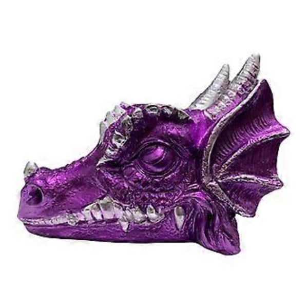 Dragehode Statue Krystallkule Stativ Skulptur Håndverk Dekor Feng Shui Kulebase for Hyller Nattbord Lettvekt (Lilla) Purple
