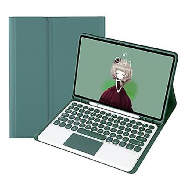 Tangentbord + Läder För Samsung Galaxy Tab A8 10.5 2021 Mörkgrön Dark green
