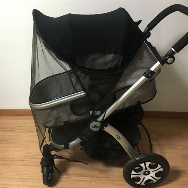 Universell barnvagnssolskydd med myggnät (svart), insektsnät