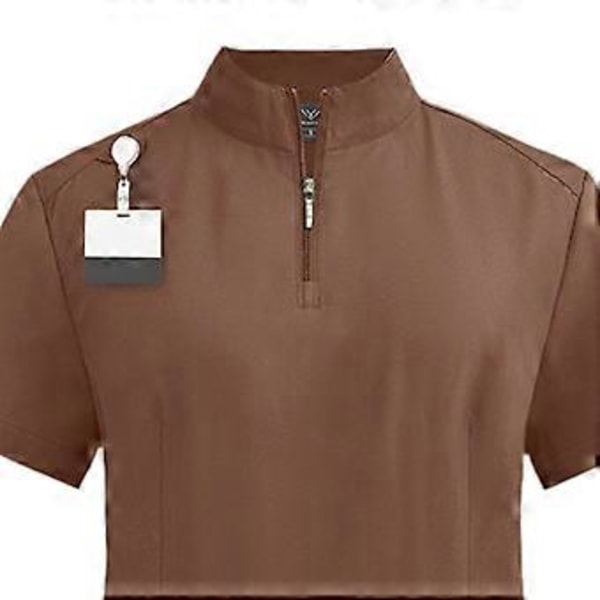 Skrubbsett Myk Topp og Joggebukser for Dyrepleier Skjønnhetssalong SPA Kosmetologi (Brun S) Brown S