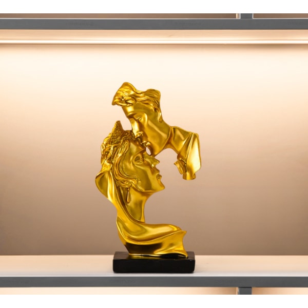Dekorativ skulptur Statykonst, Deep Kiss - Gold Modern Luxury L