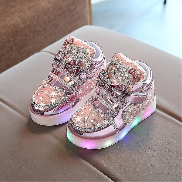 Light Up kengät vilkkuvat hengittävät tennarit Luminous casual kengät lapsille. 25. Pinkki