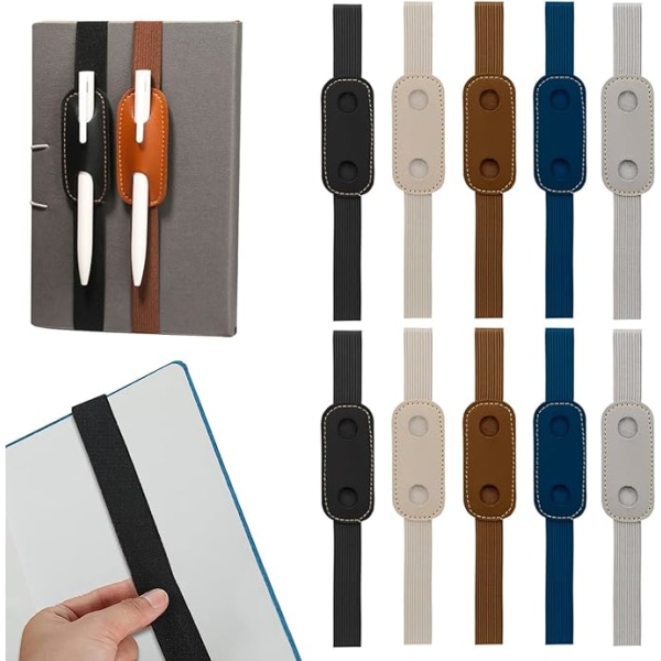 10ST Elastisk pennhållare för anteckningsbok Färgglad pennhållare i PU-läder