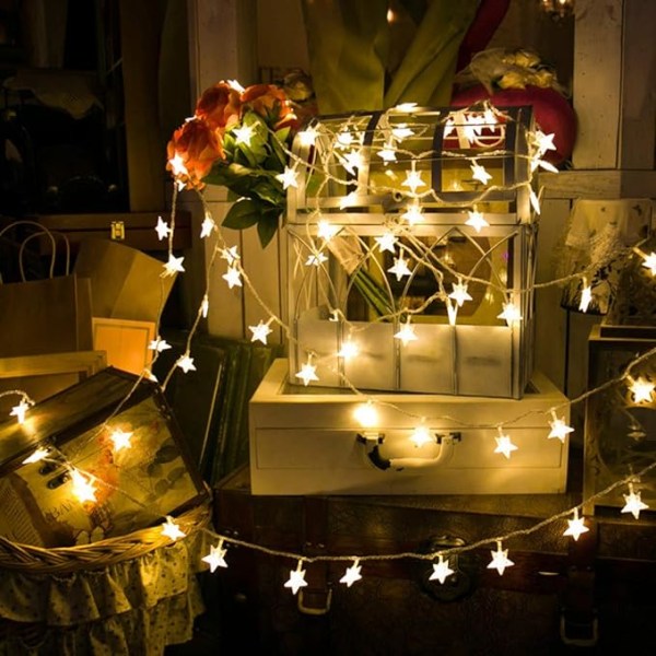 Twinkle Star 3m 20 LED stjernelys, Plug in Fairy String Lights Vanntett, Utvidbar for innendørs, utendørs, bryllupsfest, juletre, nyttår, hagedekorasjon, varm hvit