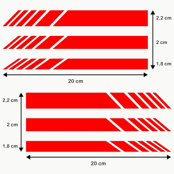 Bilens bakspeil klistremerke stripe mønster 6 striper for Differen