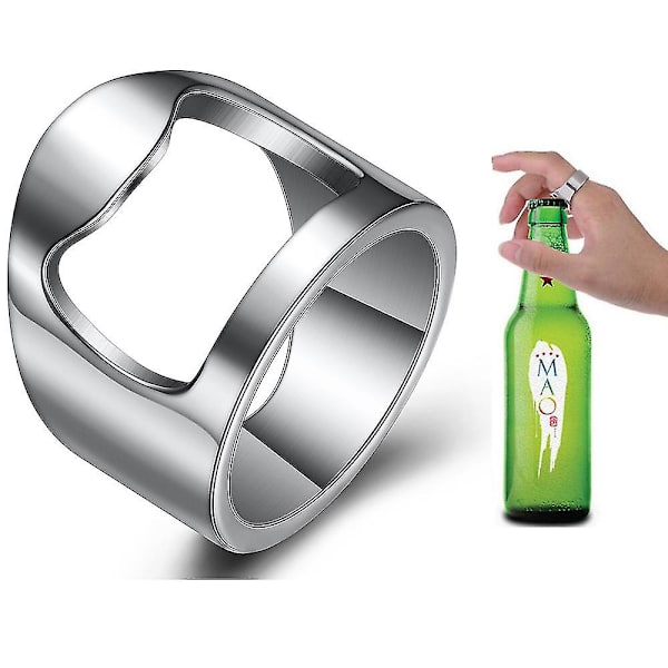 Rustfritt stål Biker Finger Flaskeåpner Ring Menn Kvinner Kreativ Øl Bar Verktøy Smykker..