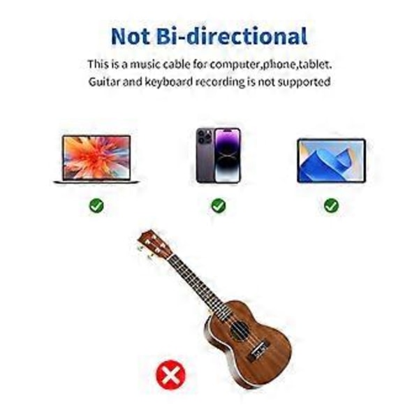Insert and Play USB C - 1/4 tuuman TRS 6,35 mm:n stereokaapeli 32-bittinen 384 kHz:n sovitinjohto digitaalisille laitteille miksereihin 1m