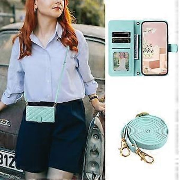 Til Samsung Galaxy A32 4G (EU Version) Crossbody Telefon Cover Rhombus Læder Wallet Cover Style D