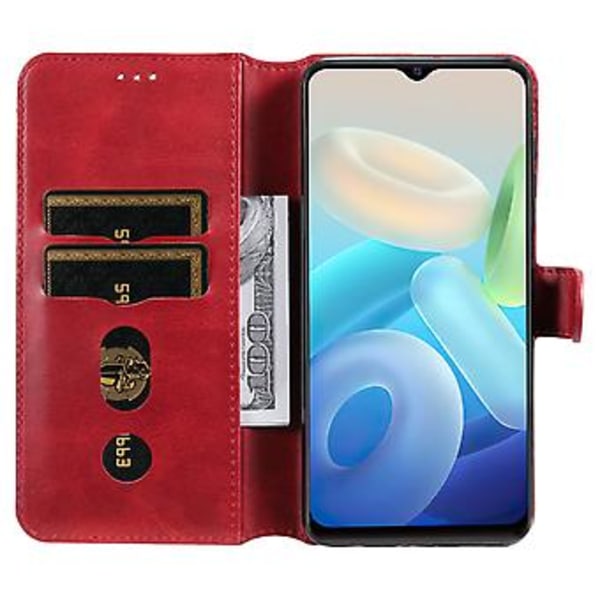 Læderetui til vivo Y55 5G / Y75 5G / T1 5G Red