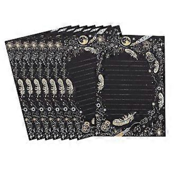 8x Inbjudningsbrev Skrivpapper Hälsningspapper Linjerat Skrivpapper Present (Svart A) Black A