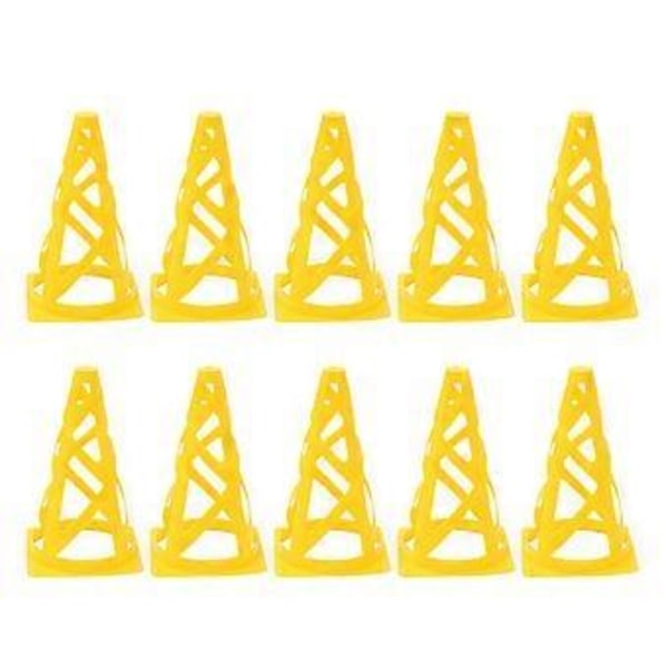 10 kpl Urheiluharjoittelukartioita 23 cm Jalkapallon liikennemerkkikartiosetti rullalautailuun, jalkapalloon, koripalloon, sisä- ja ulkopelien keltaiseen Yellow