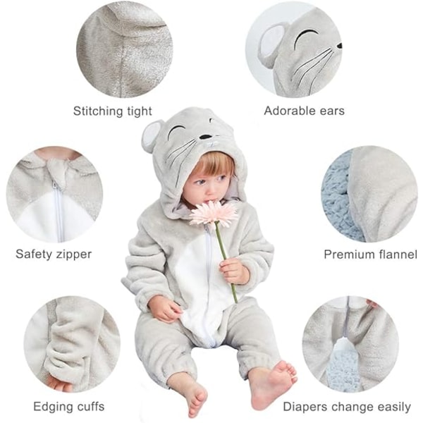 (3) Egnet til højde 100 cm Unisex Vinter Baby Rompers 3-36 Mont