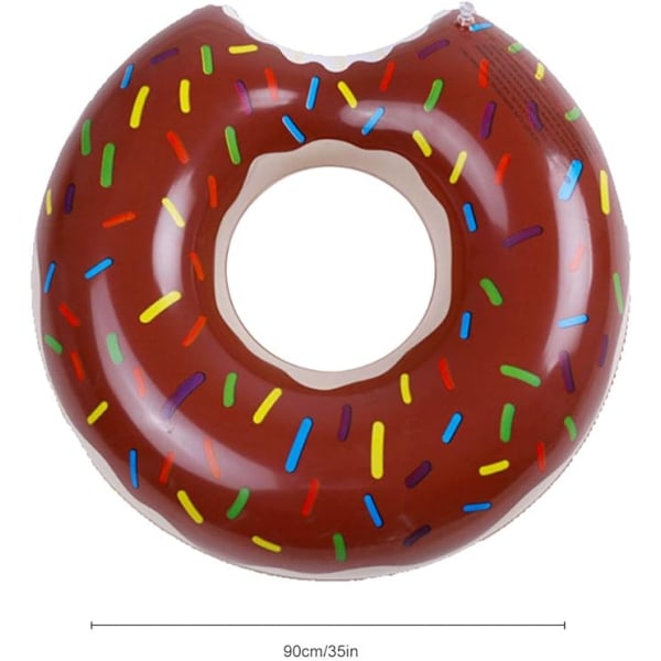 Uppblåsbar simring Donut boj Donuts uppblåsbar poolring Donut form flytande ring luftmadrass stor sommar pool strandleksak brun 90cm