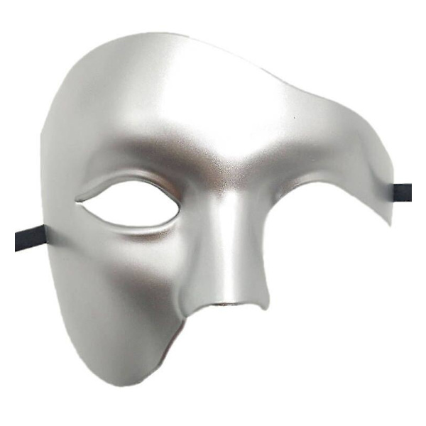 Halloween Karneval Enögd Halvmask Fantommask Antik Opera Fantombal Maskerad Nattklubbsmask. Silverfärgad. Silver