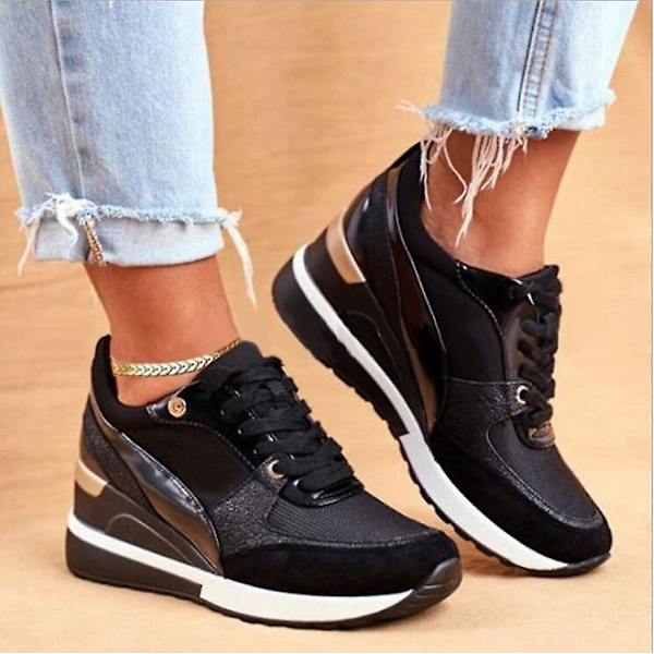 Spetsade Wedge Sports Snickers Dam Vulcaniserade Casual Comfy Skor.36.