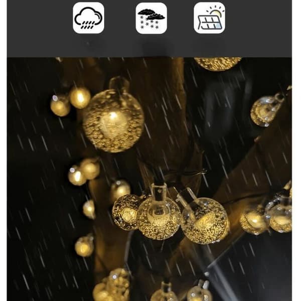 Julelys 12M 100LED Solcellelyskjede Små Garlan