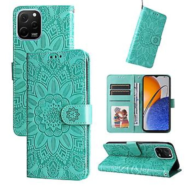 Solros Läder Telefonfodral För Huawei nova Y61 Green