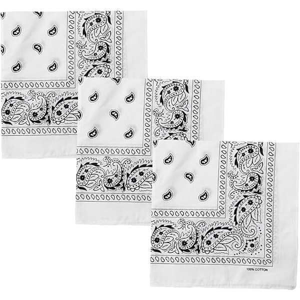 3-piece set of 22 inch Paisley denim head (white)