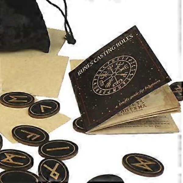 Trä Runor Set 25st Runalfabet med Guidebok Graverade Häxrunor ( )