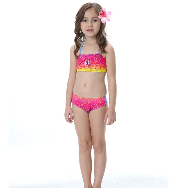 Barn och flickor vacker fiskstjärt bikini set baddräkt baddräkt baddräkt -6-7 år, regnbåge