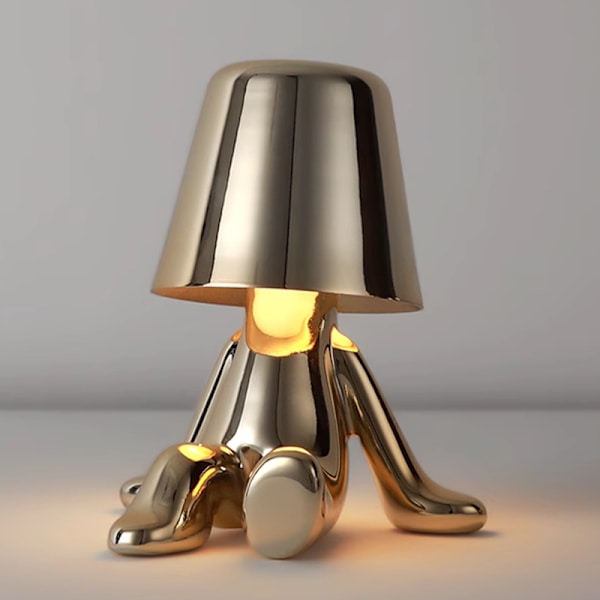 Liten Gyllene Man Led Bordlampor Touch Control Dimbar Lampa Bar