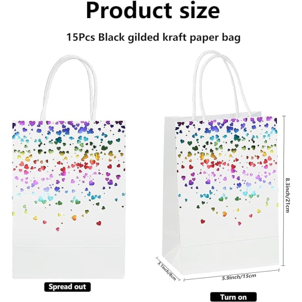 15 st kraftpåsar, presentpåsar i papper, kraftpåsar med handtag, återvinningsbara