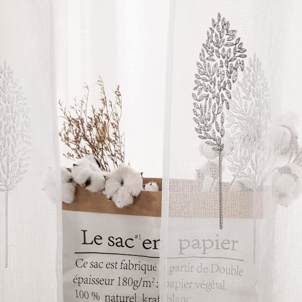 Gardiner Stue - Vakker med Treet Mønster, Grommet Voile Gardiner