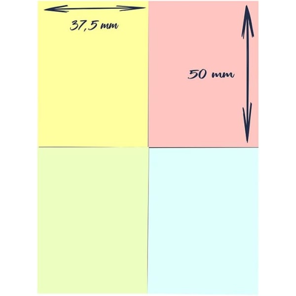 Genanvendelig notesblok 5 x 100 ark 51x38mm