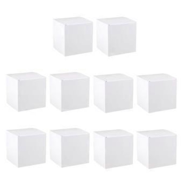 10 stk. Hvide Gaveæsker Firkantet Emballageæske Foldbar Kartonæske til Håndværk Cupcake (12 x 12 x 12)