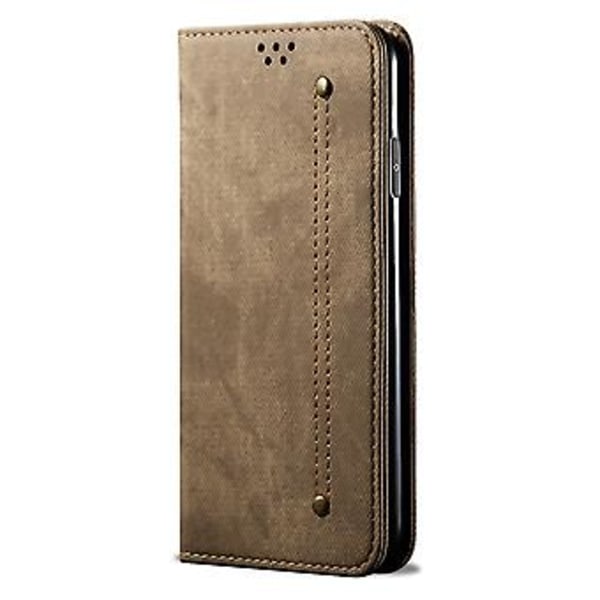 Denimtekstur PU-telefoncover til Samsung Galaxy A13 5G/4G/A04/A04S Khaki