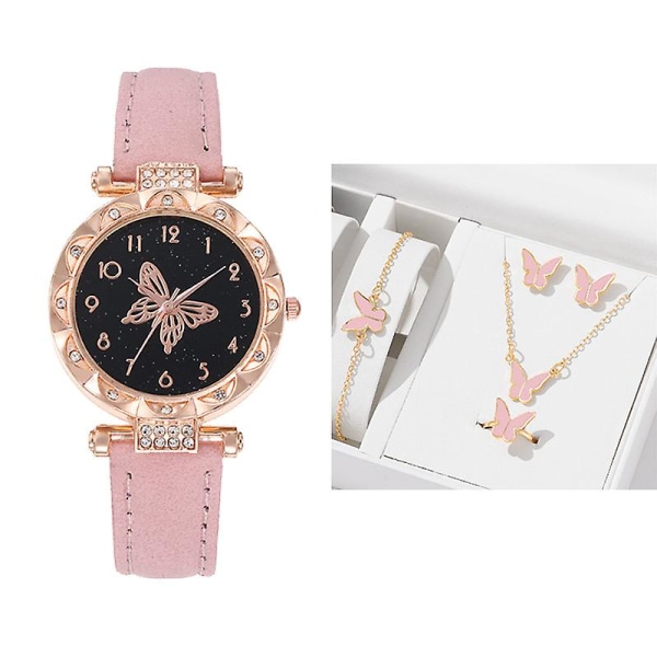 Present för kvinnor, italiensk design watch Halsband, ring och örhängen Födelsedags set till Lady.Pink.
