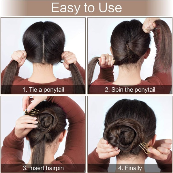 10 stk. Chignon-hårnål i sinklegering, U-formet, 4-tannet